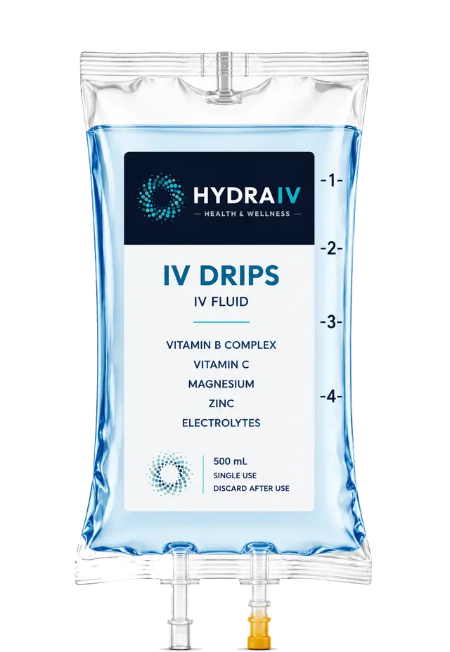 IV drip bag hanging beside a relaxed client